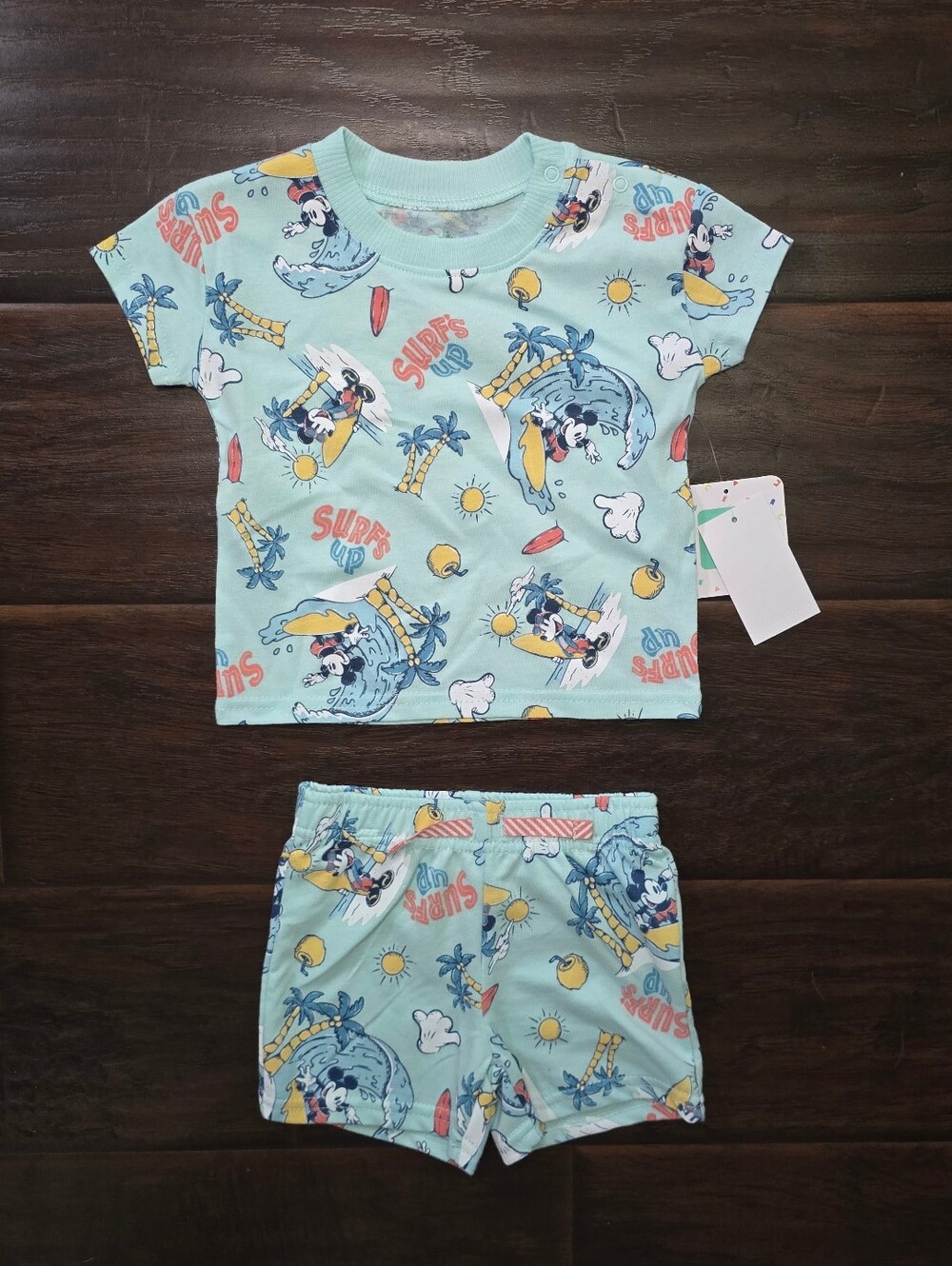 NWT Disney Mickey Mouse Surf Pajama Set Boys 3-6 Months